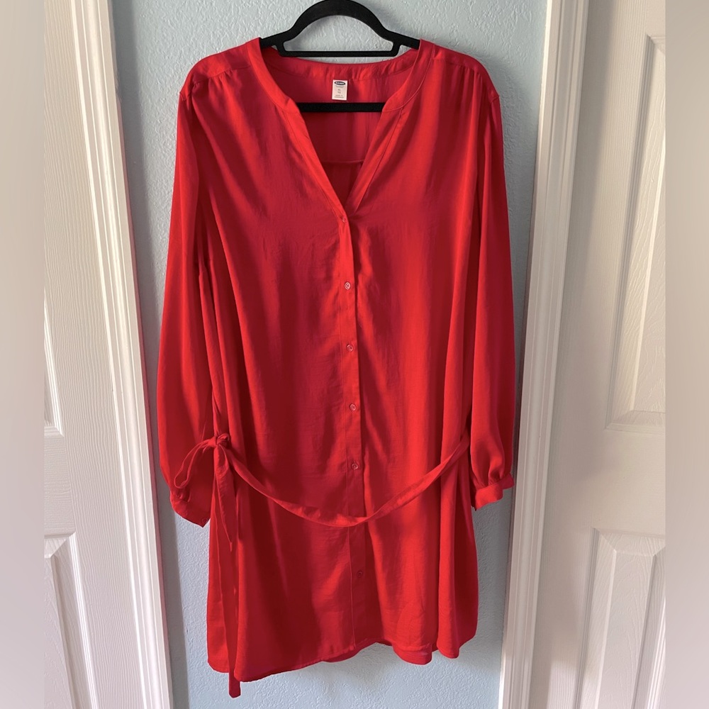 Old Navy size XL bright red long sleeve dress